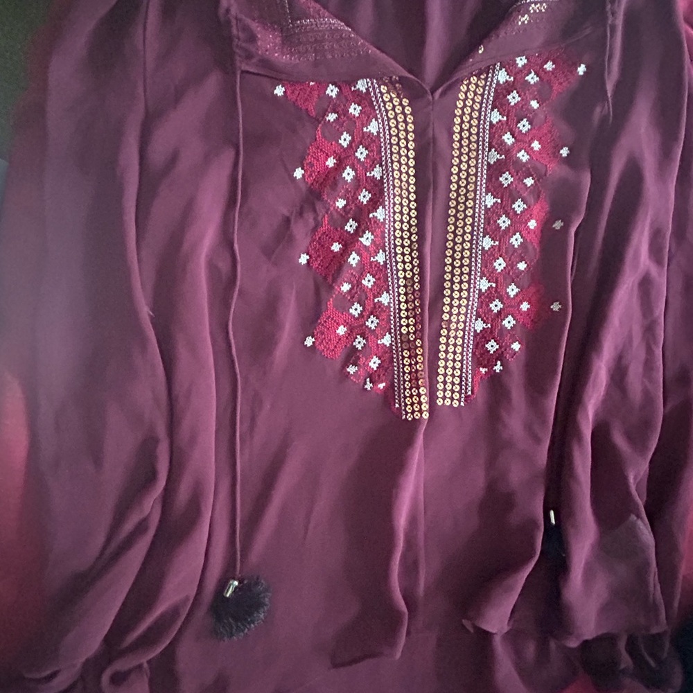Altuzarra Purple Embroidered Long Sleeve Blouse
